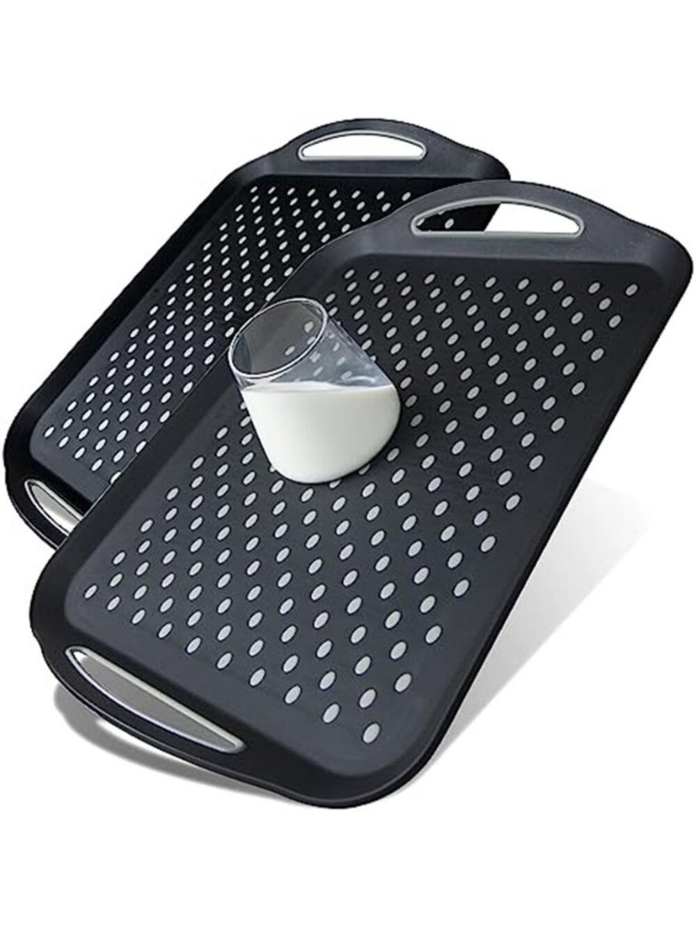 Large Nonslip Serving Tray with Handles, Silicone Grippy Dots Lap Food Trays